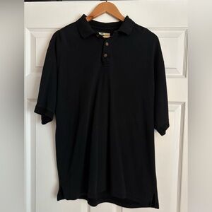 Tommy Bahama Men’s Silk and Cotton Textured Pique  Black Polo Short Sleeve Shirt